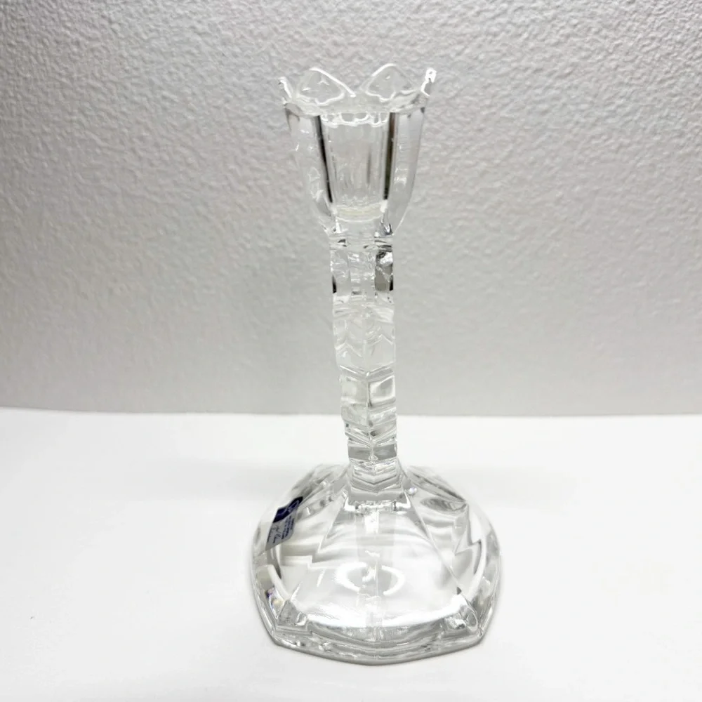 Vintage Crystal Clear Signatures Lead Crystal Floral Dual Candlestick